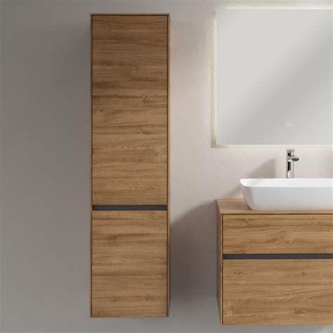 Villeroy And Boch Embrace Tall Unit With 2 Doors Kansas Oak Recessed