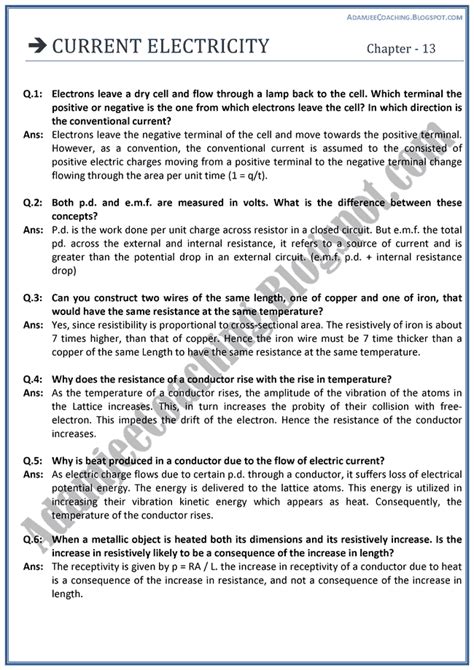 2.8 understanding gravity (lif)(14) подробнее. Adamjee Coaching: Current Electricity - Question Answers ...