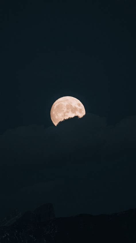 Download Wallpaper 1080x1920 Moon Clouds Night Full Moon Dark