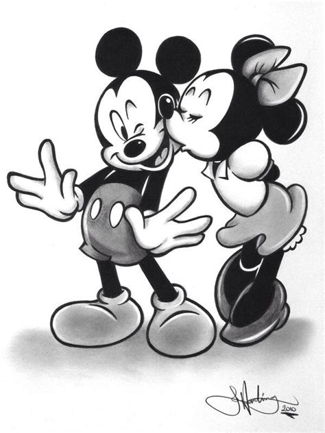 Mickey Mouse And Minnie Mouse Kissing Drawing Image Drawing Skill