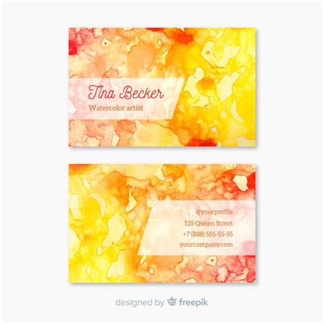Free Vector Watercolor Stains Business Card Template