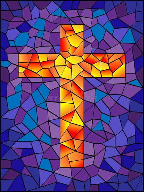 Stained Glass Cross Stock Vector Illustration Of Grout 12173450