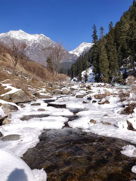 Snow Melting In The Mountain Rivers At Srinagar Stock Photo Image Of