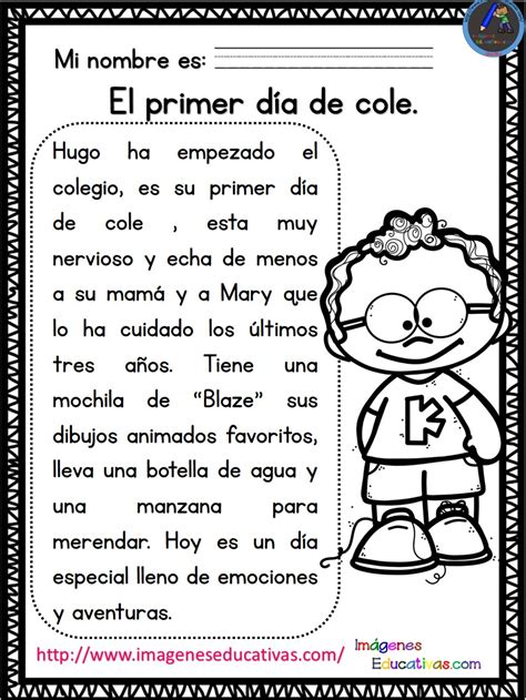 Lecturas Comprensivas Mi Primer Día De Clase 4 Imagenes Educativas