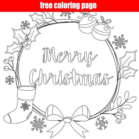 Thousands of free, printable christmas coloring pages for kids of santa, gifts, elves, bells, snowmen, candy, candles, christmas trees, and more. Merry Christmas Wreath Coloring Page | Merry christmas ...