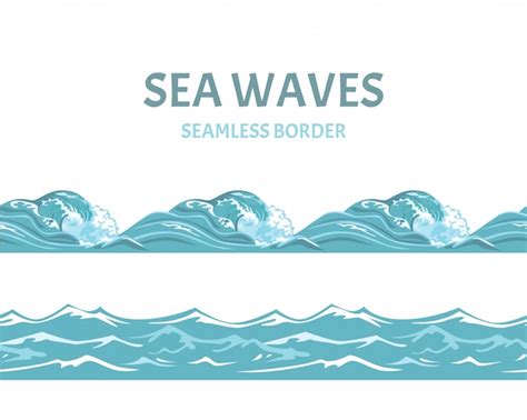 Premium Vector Cartoon Blue Sea And Waves Seamless Border