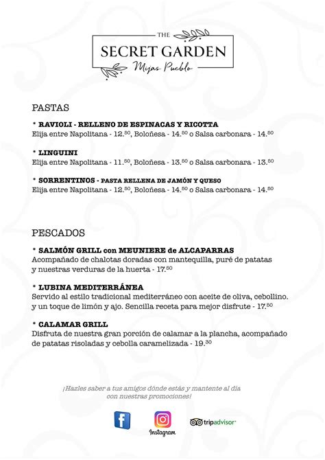 Menu At Aroma Cafe And Secret Garden Mijas Pueblo Mijas