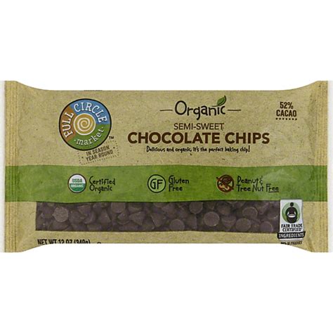 Full Circle Market Organic Chocolate Chips Semi Sweet 52 Cacao