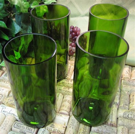 Recycled Wine Bottle Glasses Set Of 4 Green By Greenglassdesigns