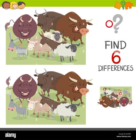 Cartoon Illustration Vor Ort Die Unterschiede Lernspiel Für Kinder Mit