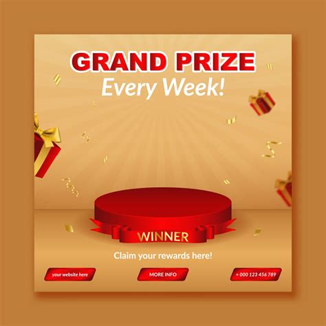 Grand Prize Winner Announcement For Social Media Post Template 2861410