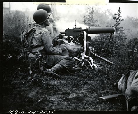 A Heavy Machine Gun Team Fires At Camp Atterbury Indiana On 6