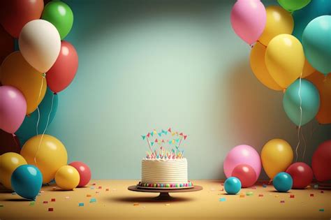 Premium Ai Image Colorful Birthday Background With Balloons