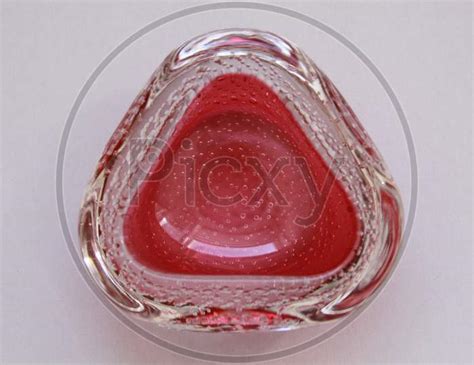 Image Of Pink Italian Handmade Murano Bubbles Glass Ashtray Kw100340 Picxy