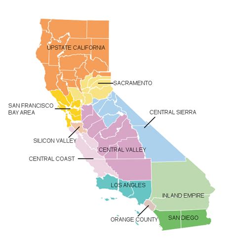 4 Main Regions Of California Map Map