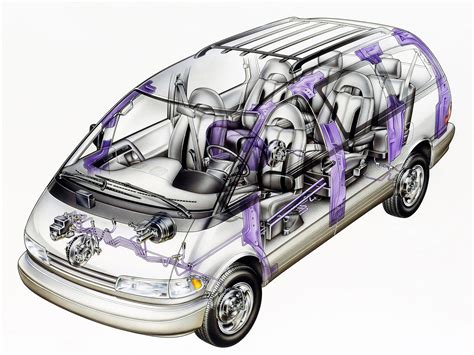 Toyota Previa Cutaway Drawing In High Quality