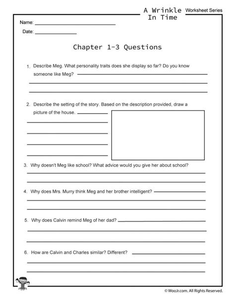 Wrinkle In Time Chapters 1 3 Questions Woo Jr Kids Activities