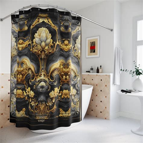 Gilded Grandeur Baroque Shower Curtain 3 Colors Option Etsy