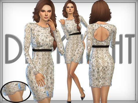 Embellished Lace Dress By Darknightt At Tsr Sims 4 Updates