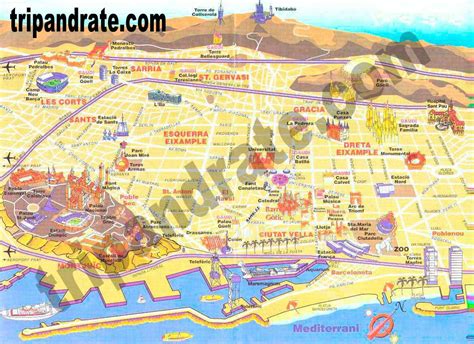 Barcelona España Mapa Mapa De La Ciudad De Barcelona España — Foto