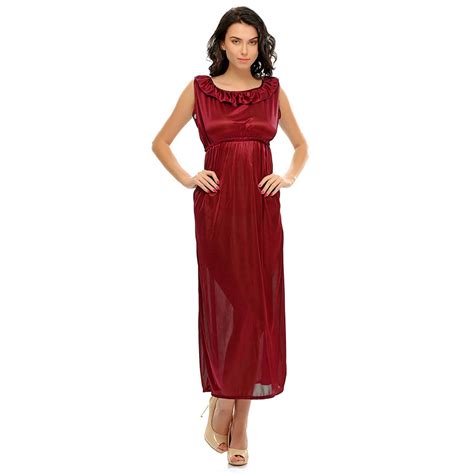 Buy Sexy Long Nightdress In Maroon Online India Best Prices Cod
