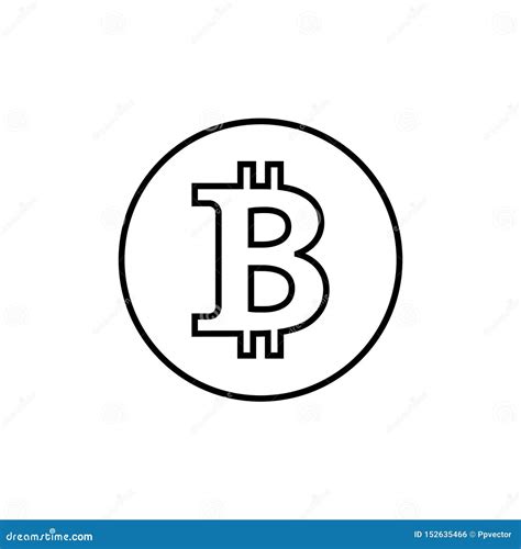 Bitcoin Line Linear Icon Vector Sign Payment Symbol Coin Logo