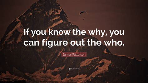 James Patterson Quote “if You Know The Why You Can Figure Out The Who”