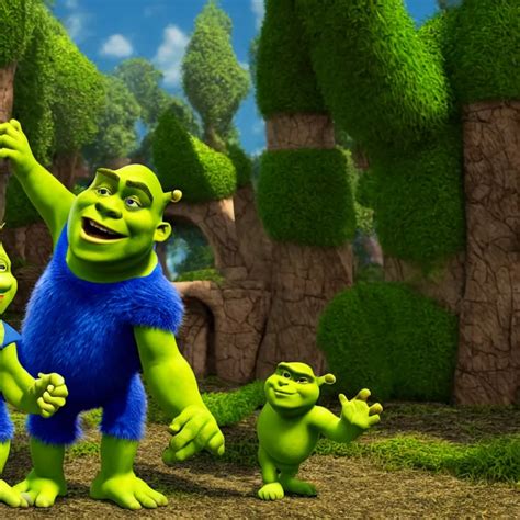 Shrek And Sonic Holding Hands In A Park Cinematic Stable Diffusion
