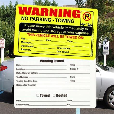 Parking Violation Stickers Permanent Warning With Spaces For Vehicle