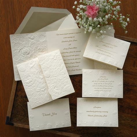 Embossed Floral Wedding Invitation Suite Wedding Rsvp Cards