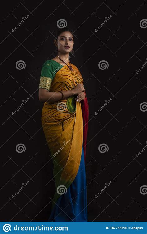Portrait Of Young Indian Bengali Brunette Woman In Indian
