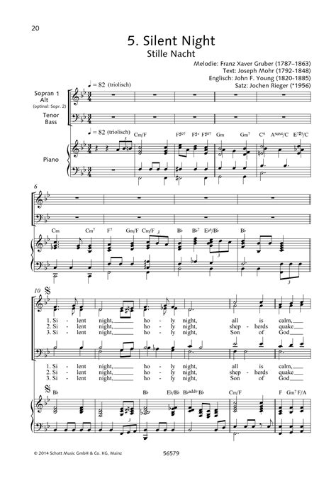 Silent Night Sheet Music Franz Xaver Gruber Choir