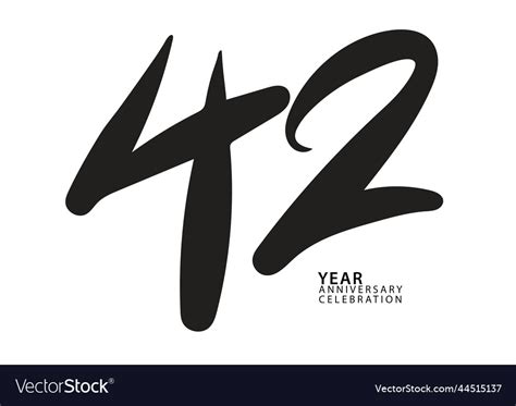 42 Year Anniversary Celebration Black Color Vector Image