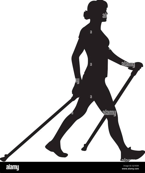 Nordic Walking Silhouette Stock Vector Image And Art Alamy