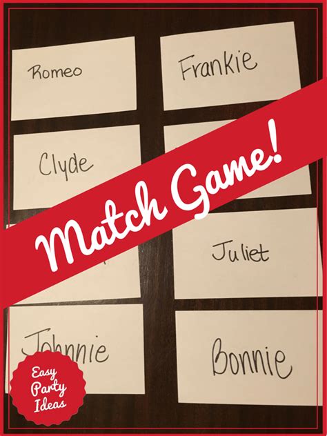 Match Game A Fun Adult Party Game To Help Guests Mix And Mingle