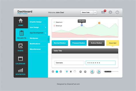 Dashboard Ui Elements Psd Freebie Graphicsfuel