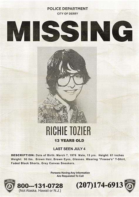 Image Result For It Derry Police Movie Missing Poster Carteles