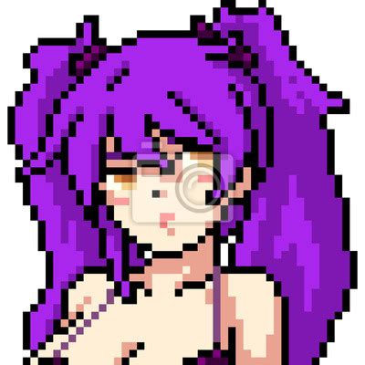 Garota de anime de pixel art de vetor adesivos para a parede tímido sensual louco myloview