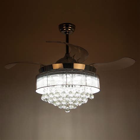 46 Foldable Blades Led Ceiling Fan With Crystal Chrome Shelly Lighting