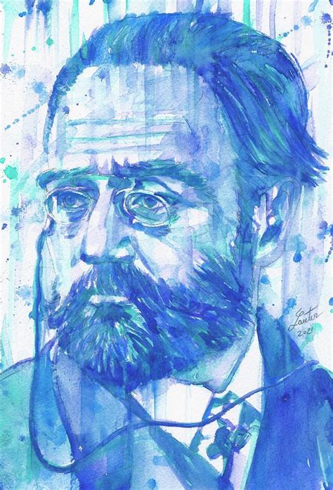 Emile Zola Watercolor Portrait 3 Painting By Fabrizio Cassetta