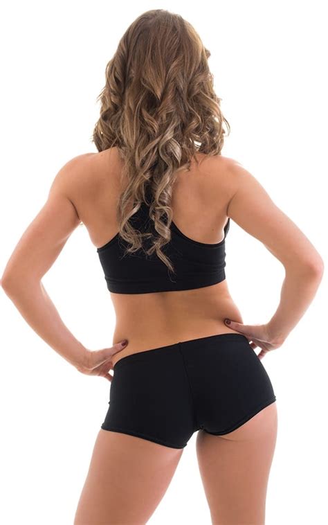 workout booty shorts in black cotton lycra