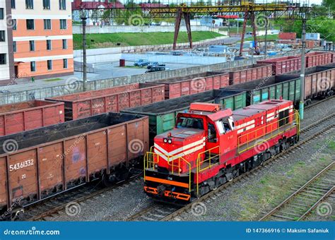 Cargo Train In Sorting Freight Railway Station Rail Freight Transport