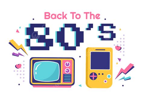 80s Party Cartoon Background Illustration With Retro Music Discotheque