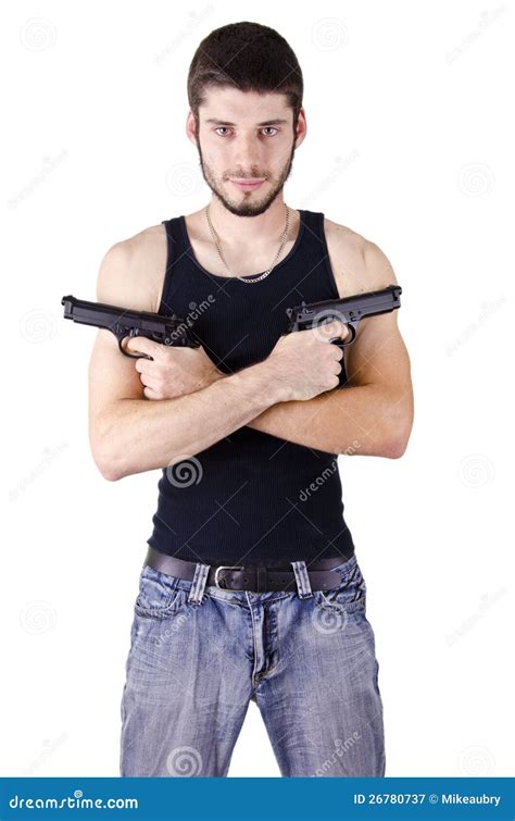 Man With Guns Royalty Free Stock Photography Image 26780737