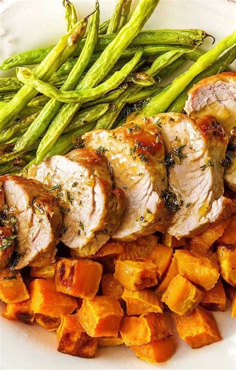 Complete with melted butter, sour cream, and cheddar cheese, this indulgent food will have everyone coming back for more. Honey-Glazed Pork Tenderloin with Roasted Sweet Potatoes ...