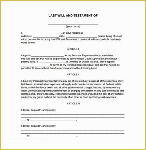 California Last Will And Testament Free Template Of Download California