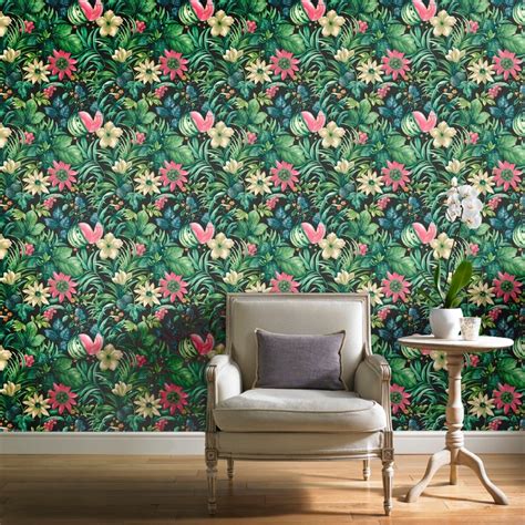 Grandeco Botanical Fruit Flower Pattern Wallpaper Tropical