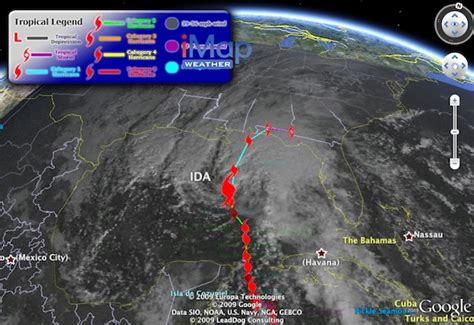The storm is located about 120 miles west of negril, jamaica, and is. Track Hurricane Ida in Google Earth - Google Earth Blog
