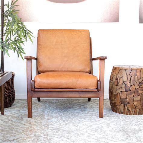 Besides, the foam padding cushion compliments the top grain leather upholstery for a welcoming and cozy setup. Mid Century Modern Kalley Cognac Tan Leather Accent Chair ...