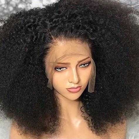 Amazon Com Kinky Curly Lace Front Wig Human Hair Density Msgem X Kinky Curly Glueless